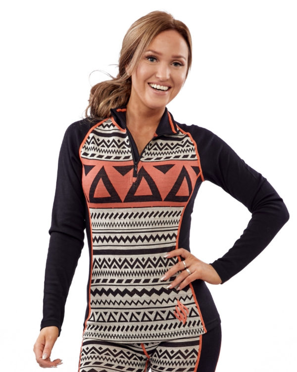 Aztec Longsleeve - Black/ White/ Orange - S